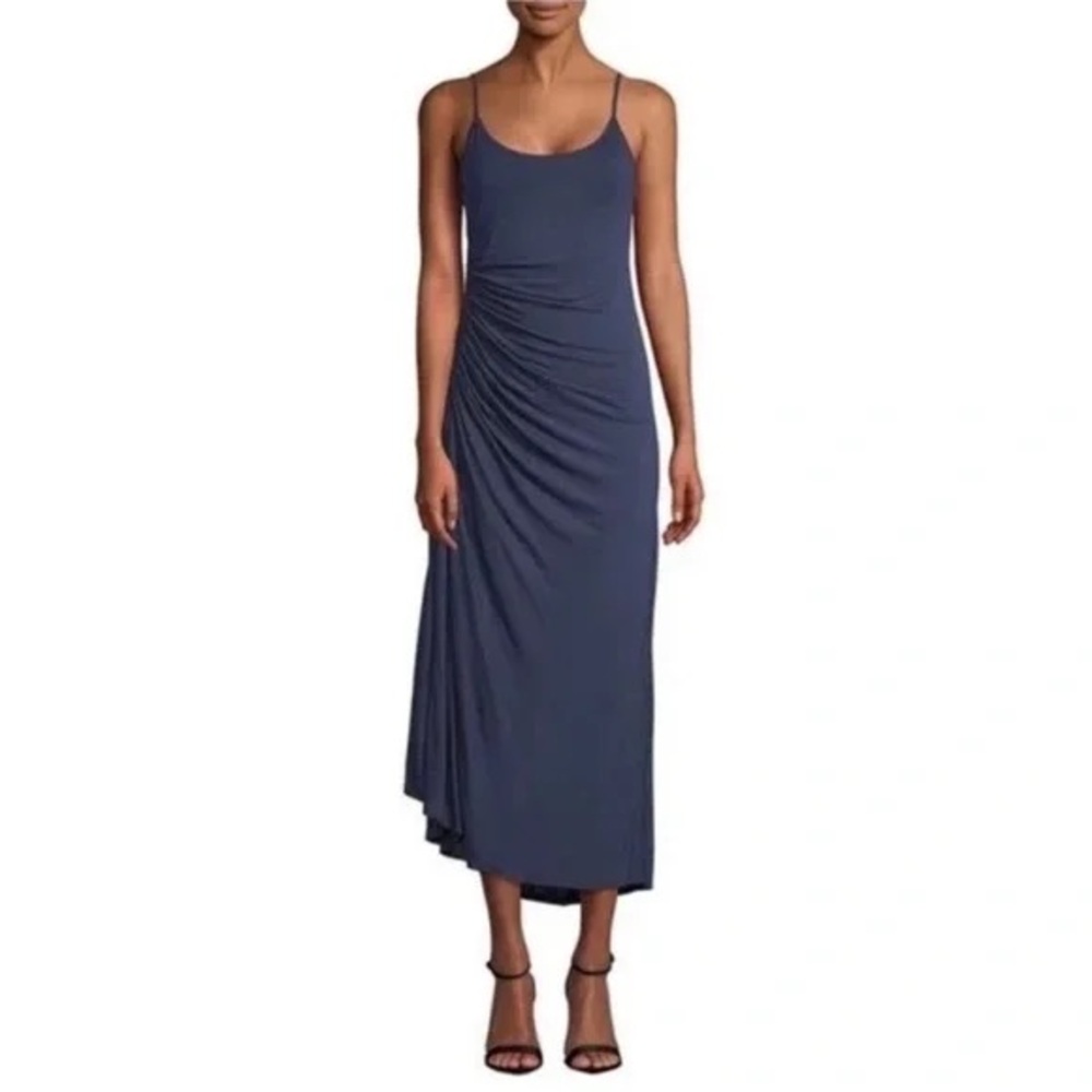 ALC Delia Ruched Midi Tank Dress Navy Blue Medium Casual Stretchy